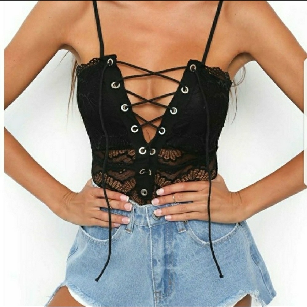 "Lace It Up" BodySuit in Black
